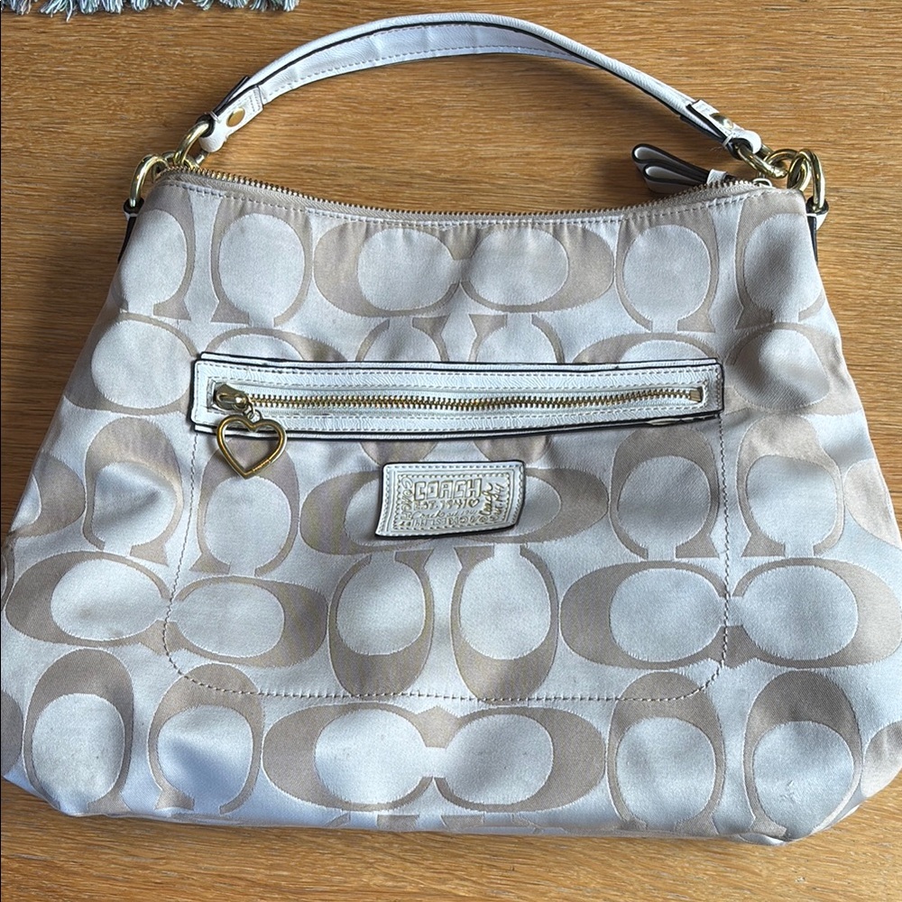 Coach Tan and Cream Signature Bag